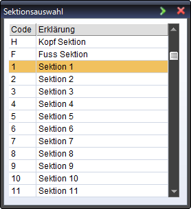 Export Excel - Choose section