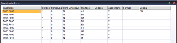 Export Excel - Define structure