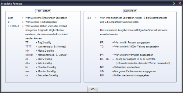 Export Excel - Possible formats