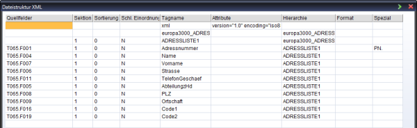 Export XML - Define structure