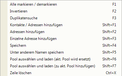 Address pool select menu