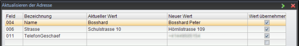 Web search - Actualise address result select fields